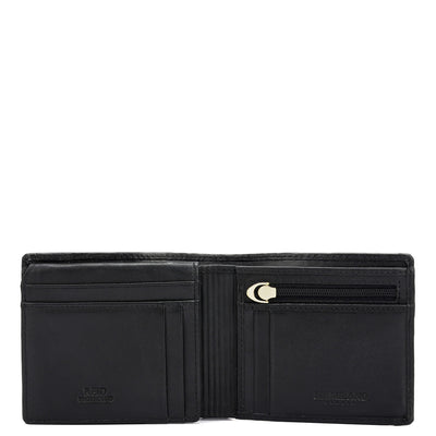 Mat Emboss Leather Mens Wallet - Black