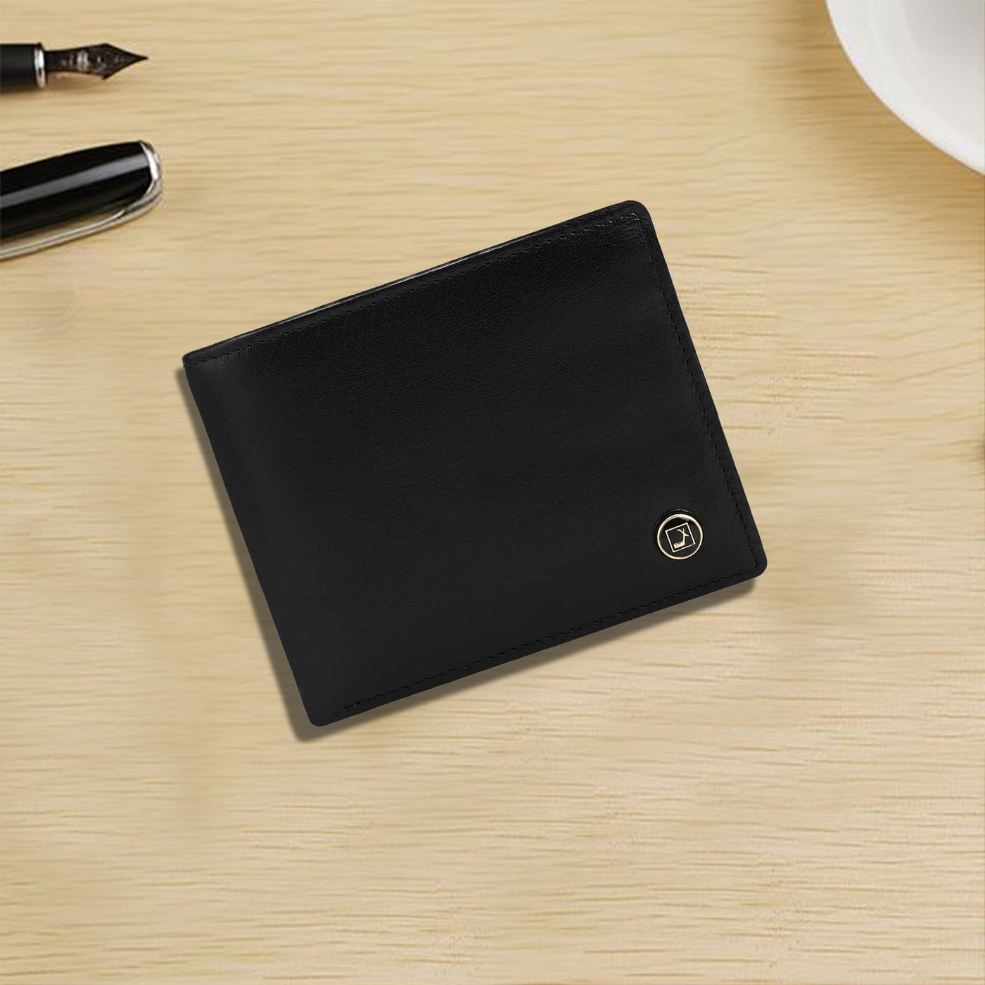 Black Bifold Leather Mens Wallet