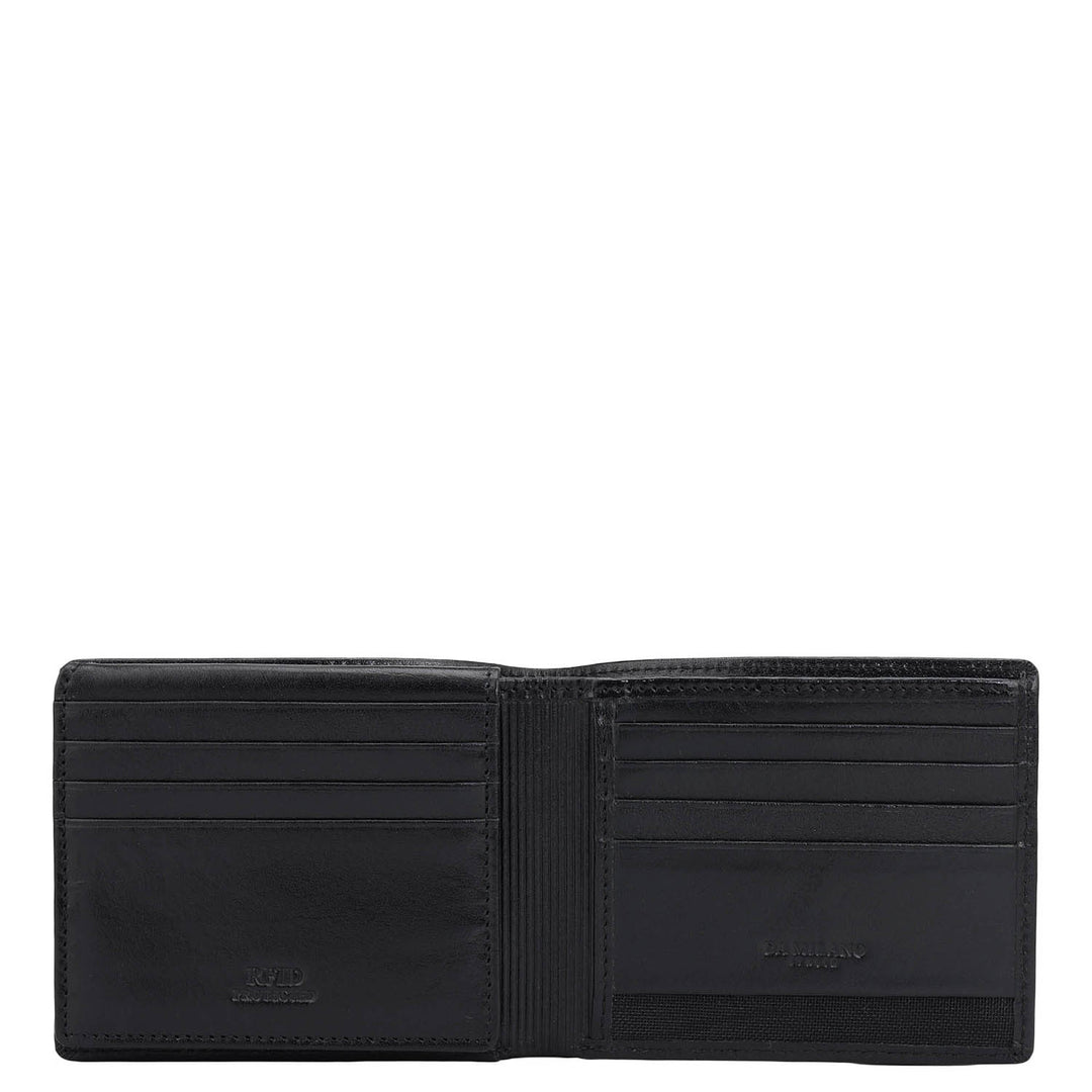 Black Bifold Leather Mens Wallet