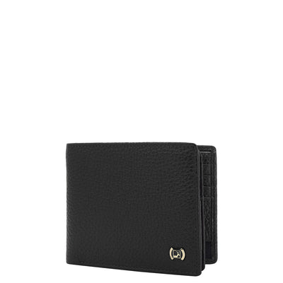 Wax Leather Mens Wallet - Black