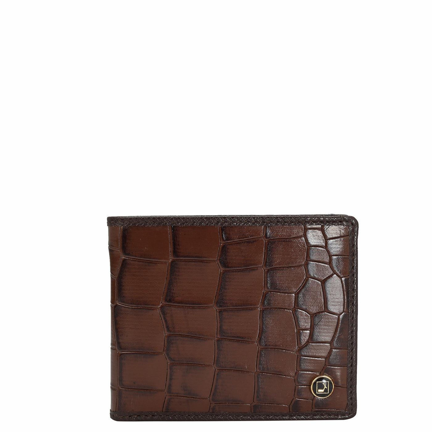 Croco Leather Mens Wallet - Brown