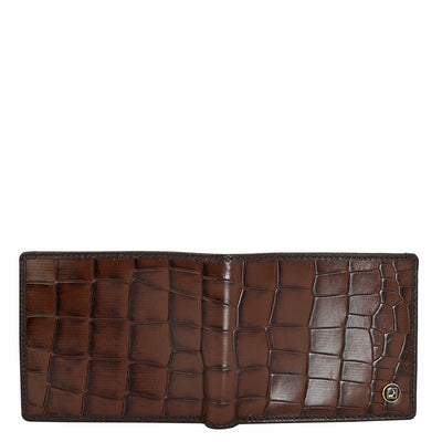 Croco Leather Mens Wallet - Brown