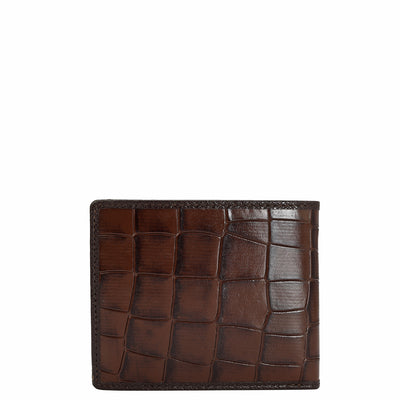 Croco Leather Mens Wallet - Brown