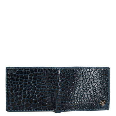 Croco Leather Mens Wallet - Ocean