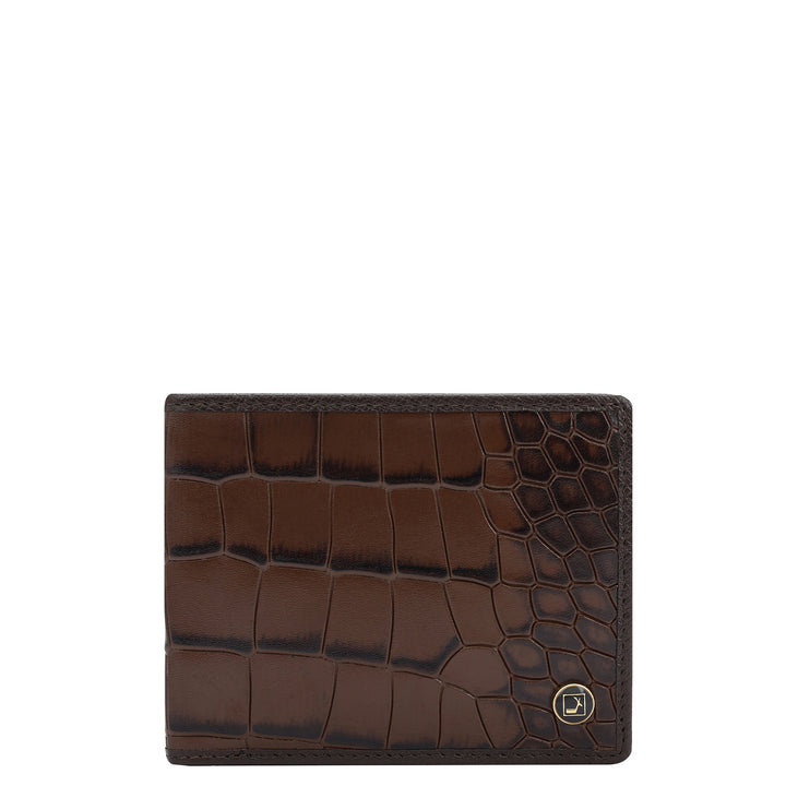 Croco Leather Mens Wallet - Brown