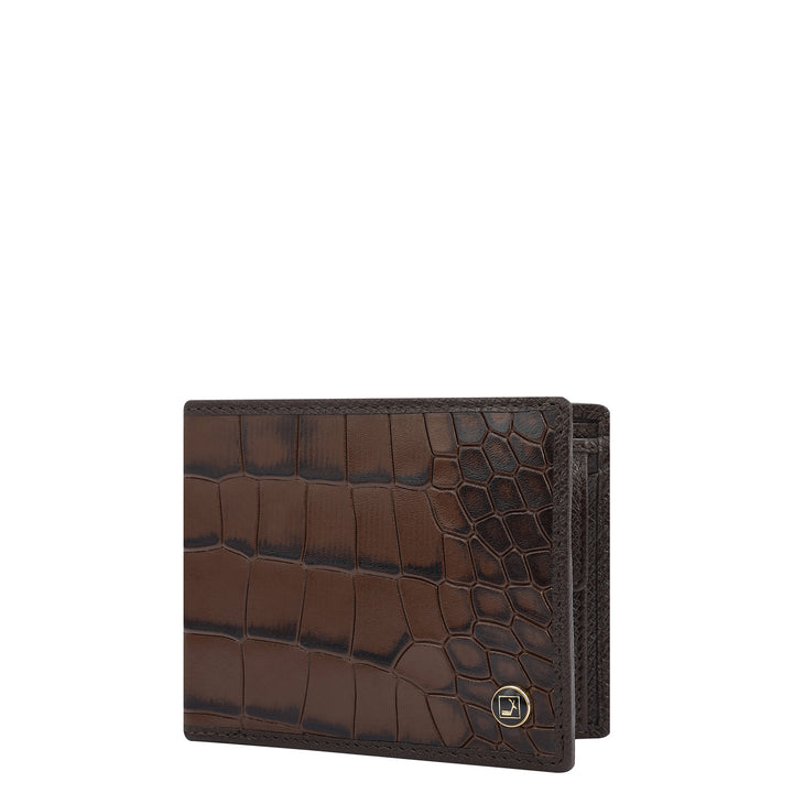 Croco Leather Mens Wallet - Brown