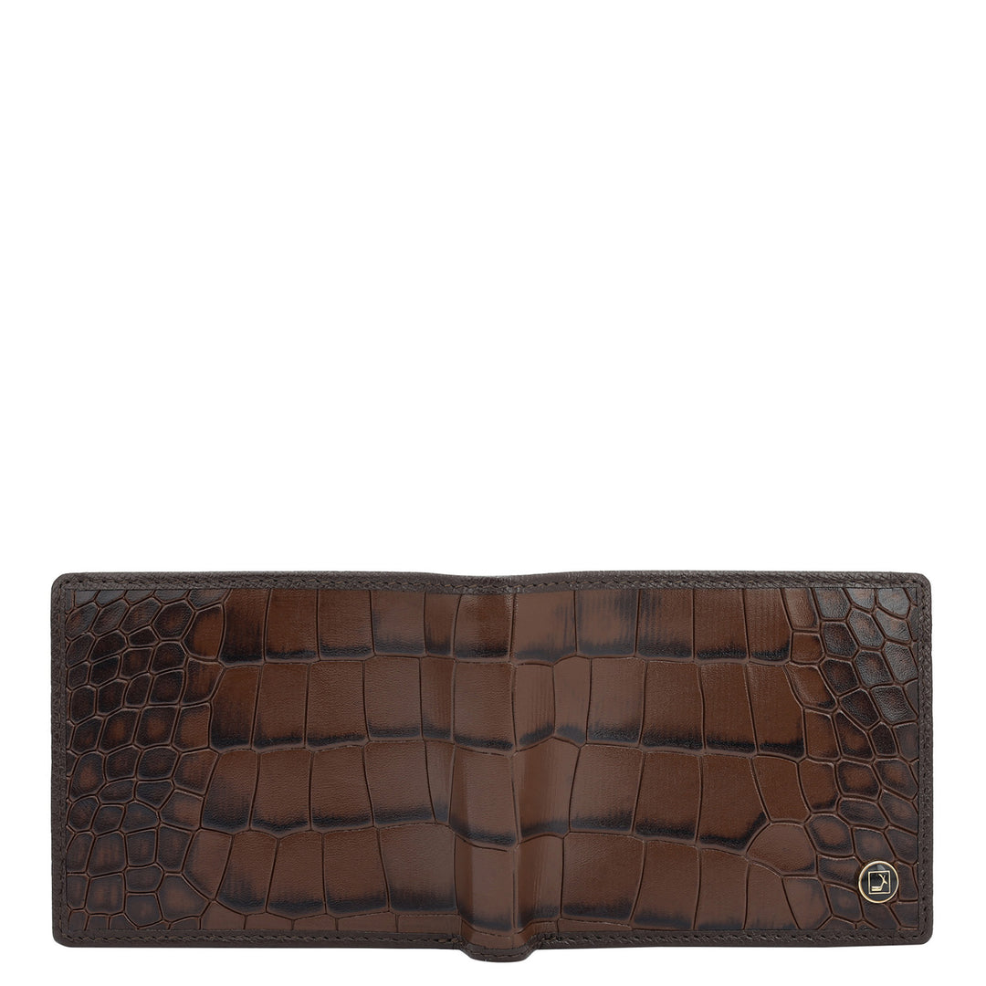 Croco Leather Mens Wallet - Brown