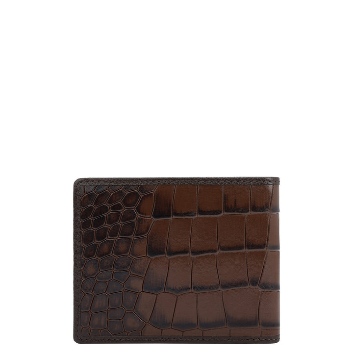 Croco Leather Mens Wallet - Brown