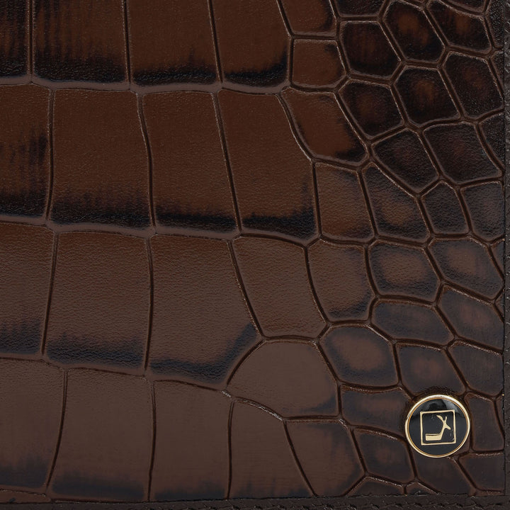 Croco Leather Mens Wallet - Brown