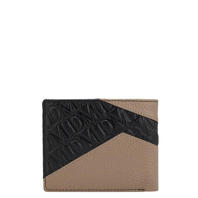 Monogram Wax Leather Mens Wallet - Black & Taupe