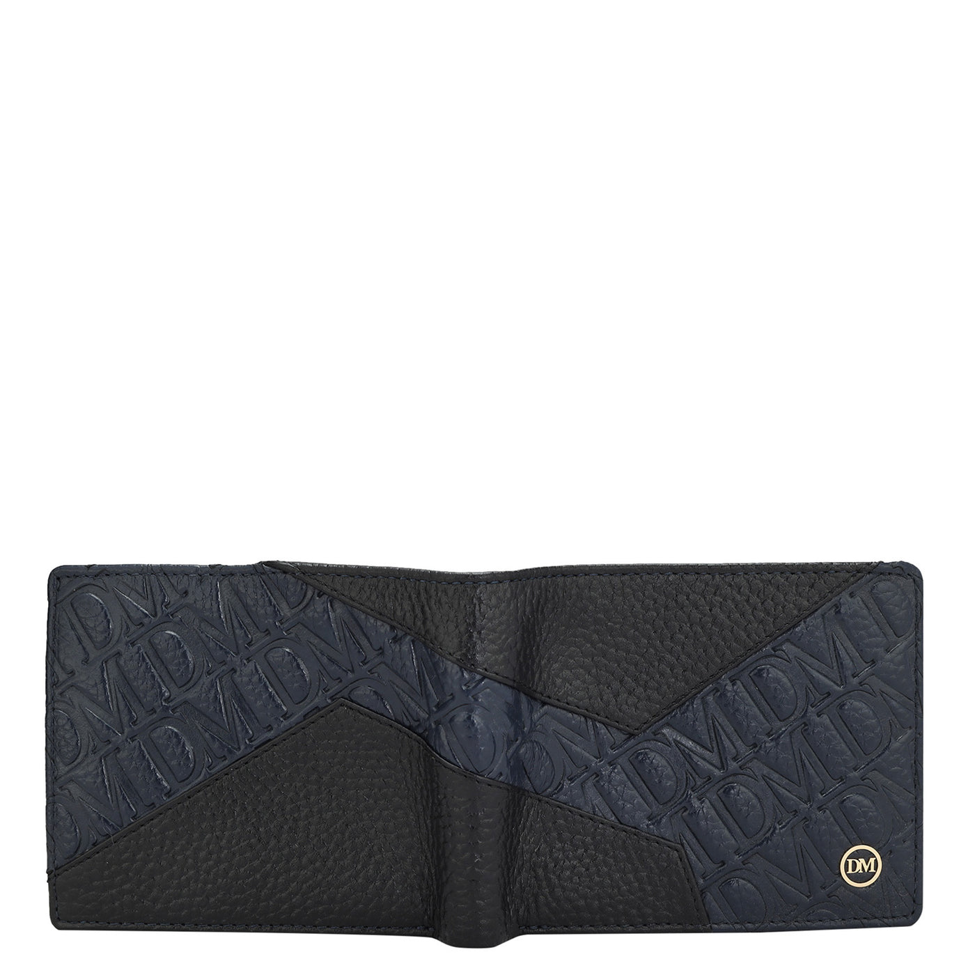 Monogram Wax Leather Mens Wallet - Blue & Black