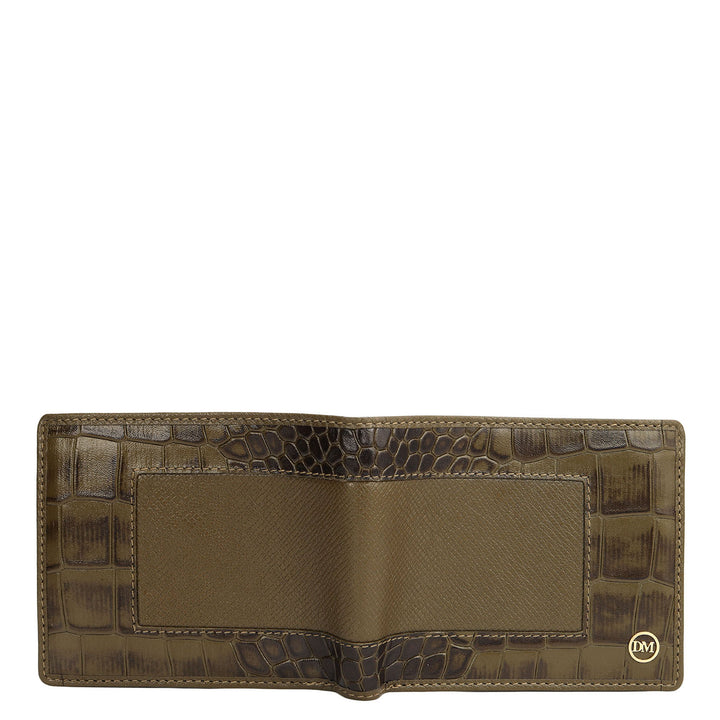Military Green Bifold Leather Mens Wallet