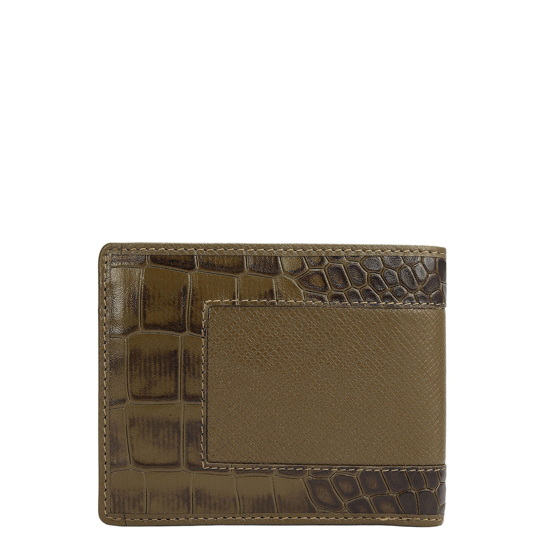 Military Green Bifold Leather Mens Wallet