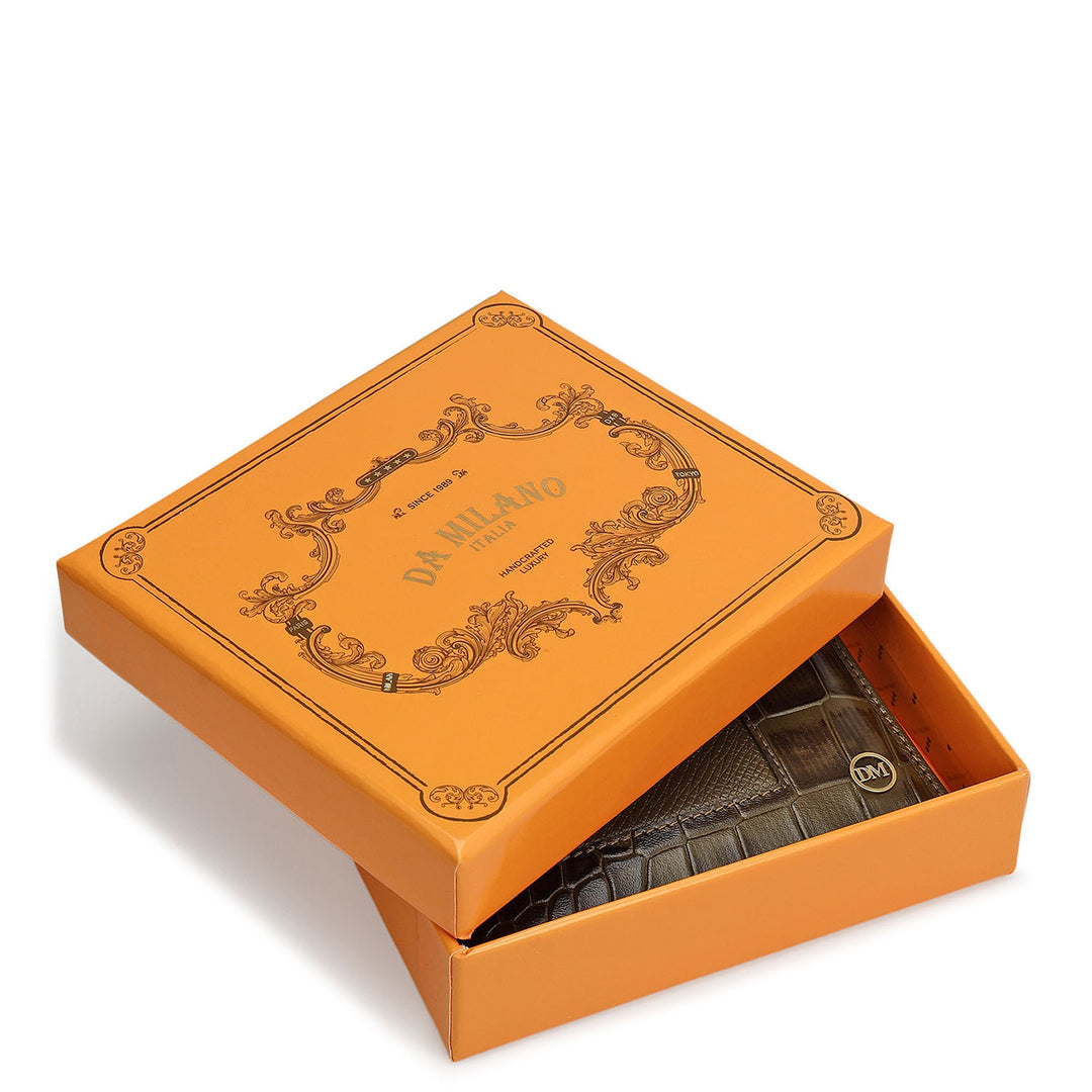 Military Green Bifold Leather Mens Wallet