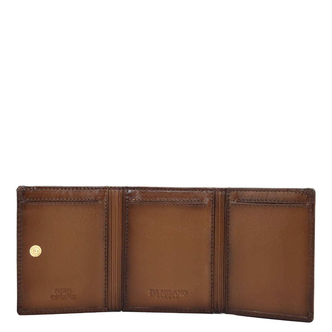Cognac Trifold Leather Mens Wallet