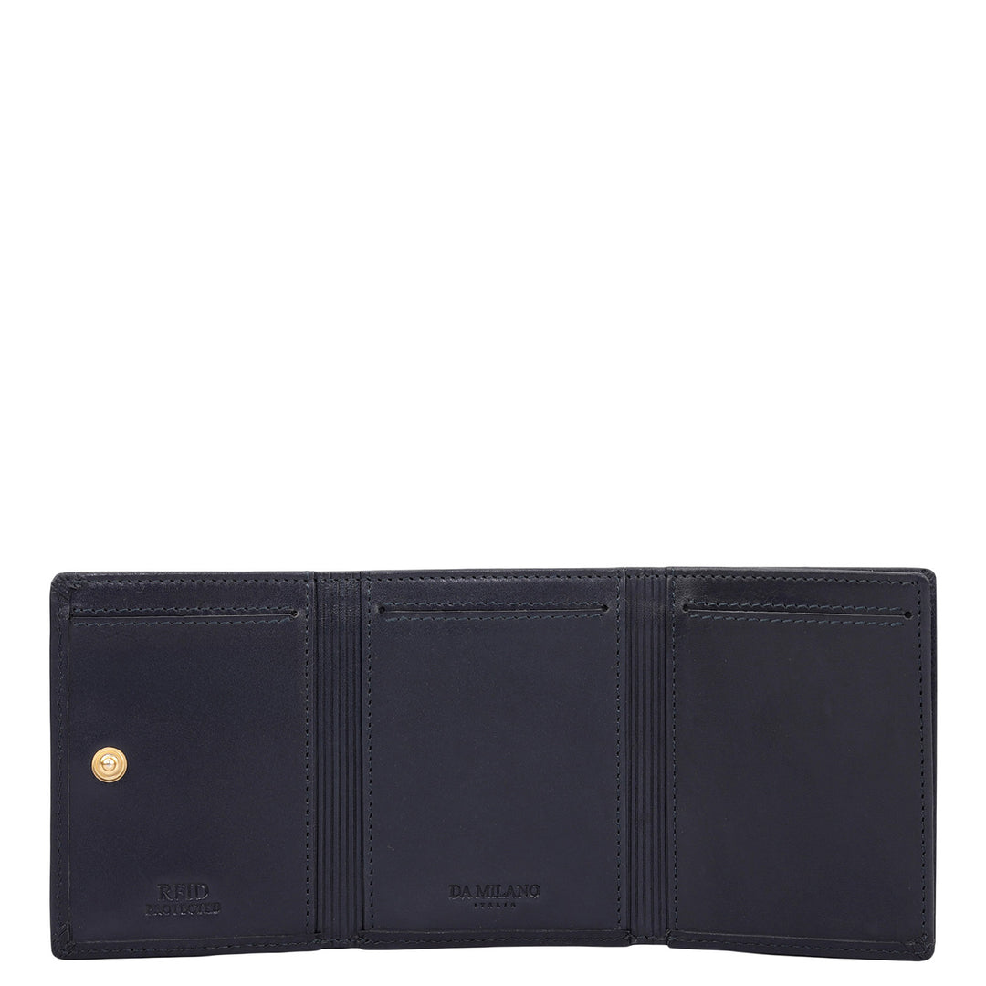 Navy Trifold Leather Mens Wallet