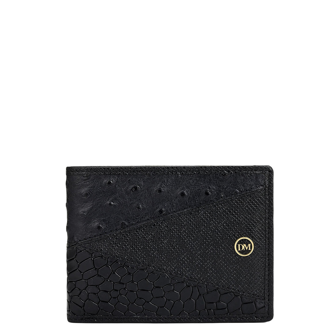Croco Ostrich Leather Mens Wallet - Black – Da Milano