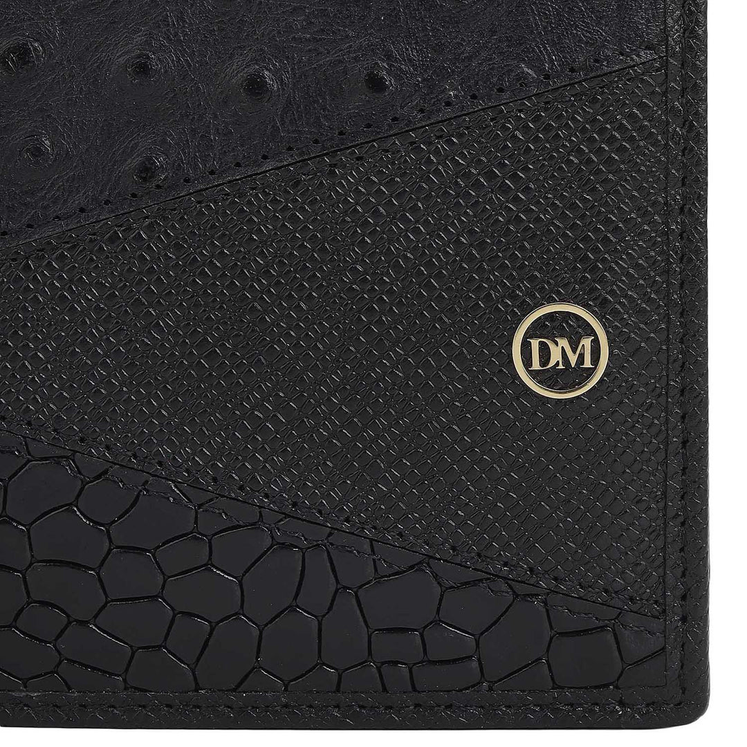 Croco Ostrich Leather Mens Wallet - Black – Da Milano