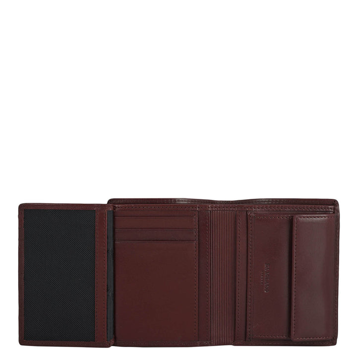 Wine  Bifold Leather Mens Wallet