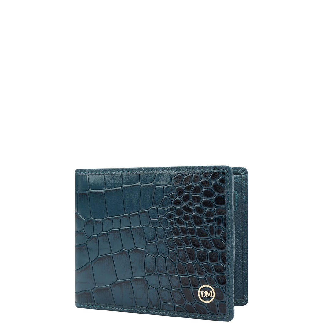 Croco Leather Mens Wallet - Ocean