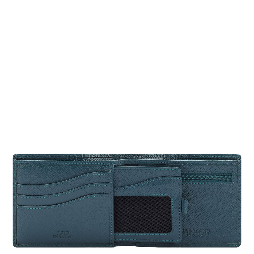Croco Leather Mens Wallet - Ocean