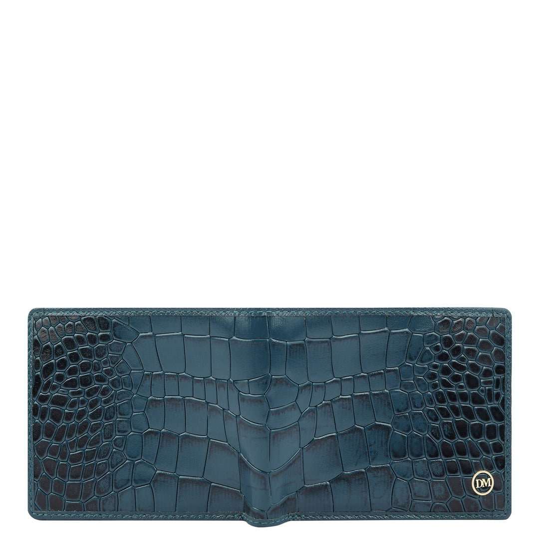 Croco Leather Mens Wallet - Ocean