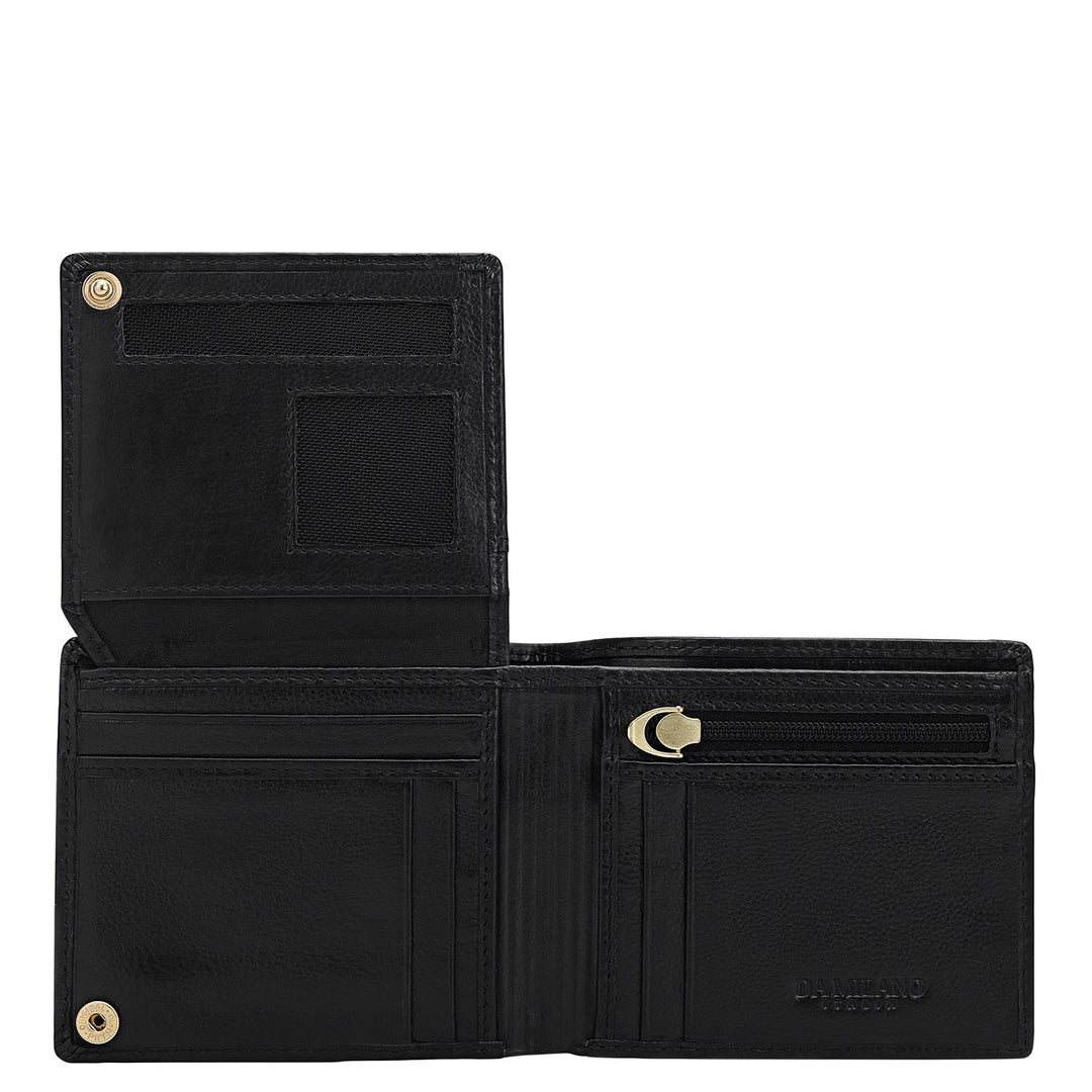 Black Bifold Leather Mens Wallet