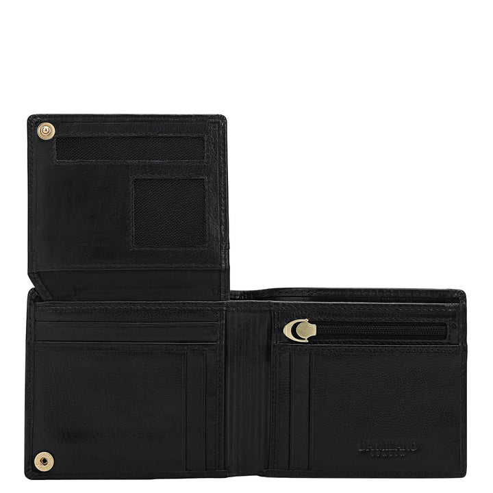 Black Bifold Leather Mens Wallet