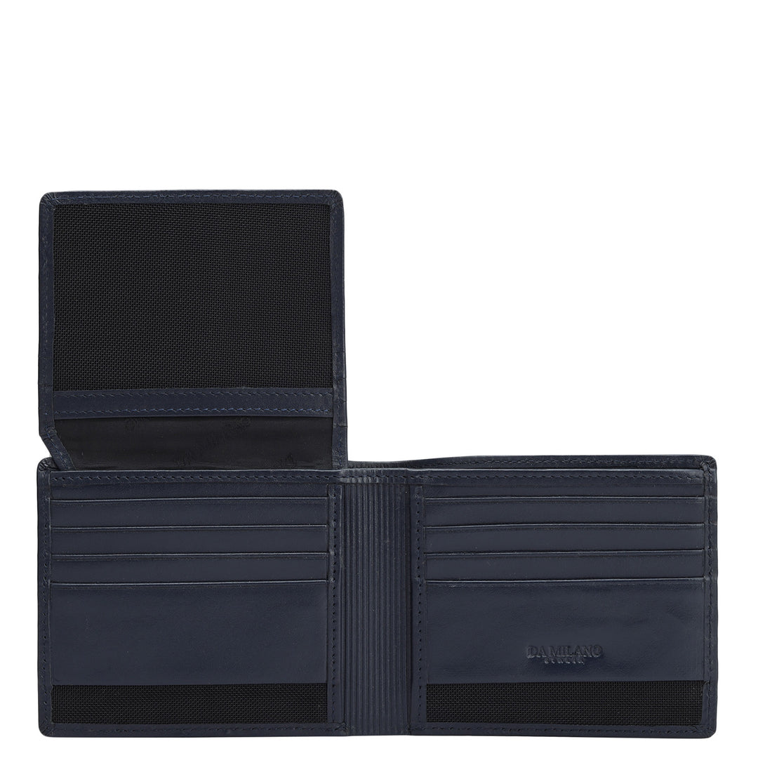 Navy Bifold Leather Mens Wallet