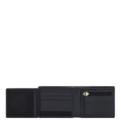 Ostrich Franzy Leather Mens Wallet - Black