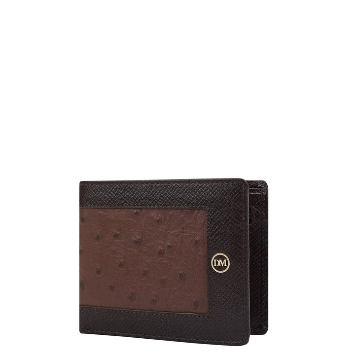Ostrich Franzy Leather Mens Wallet - Brown