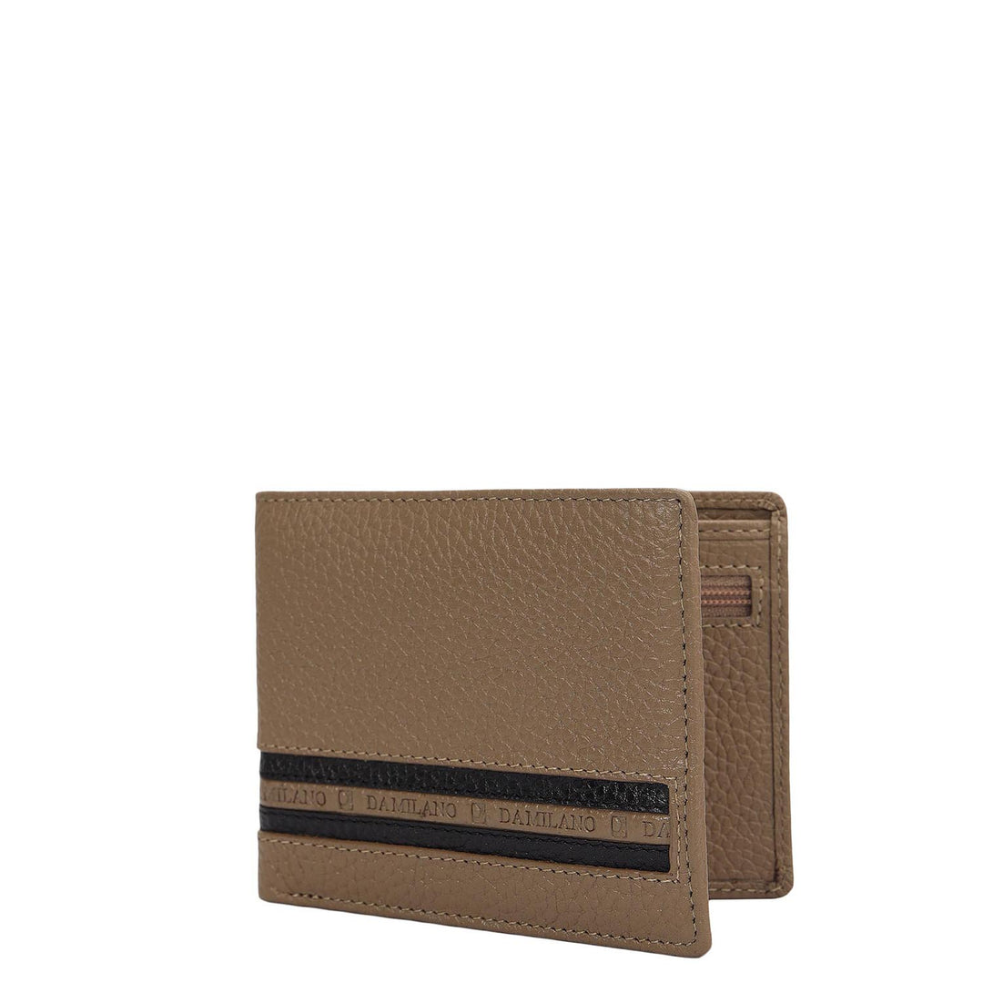 Greyish Taupe Bifold Leather Mens Wallet