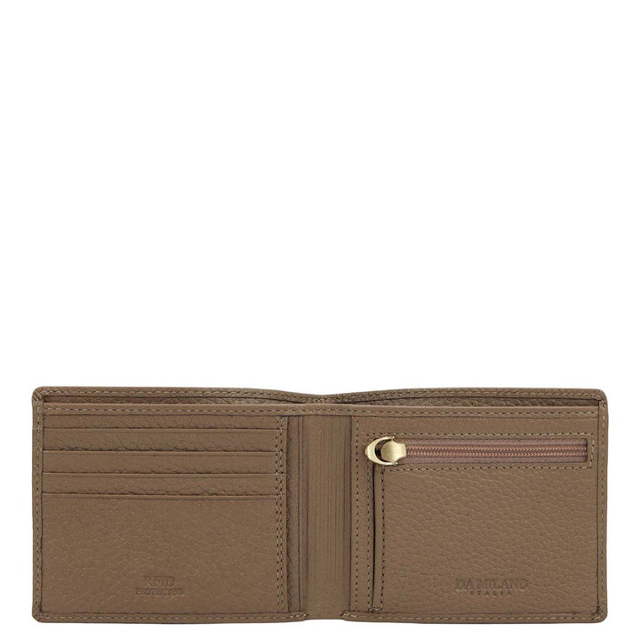 Greyish Taupe Bifold Leather Mens Wallet