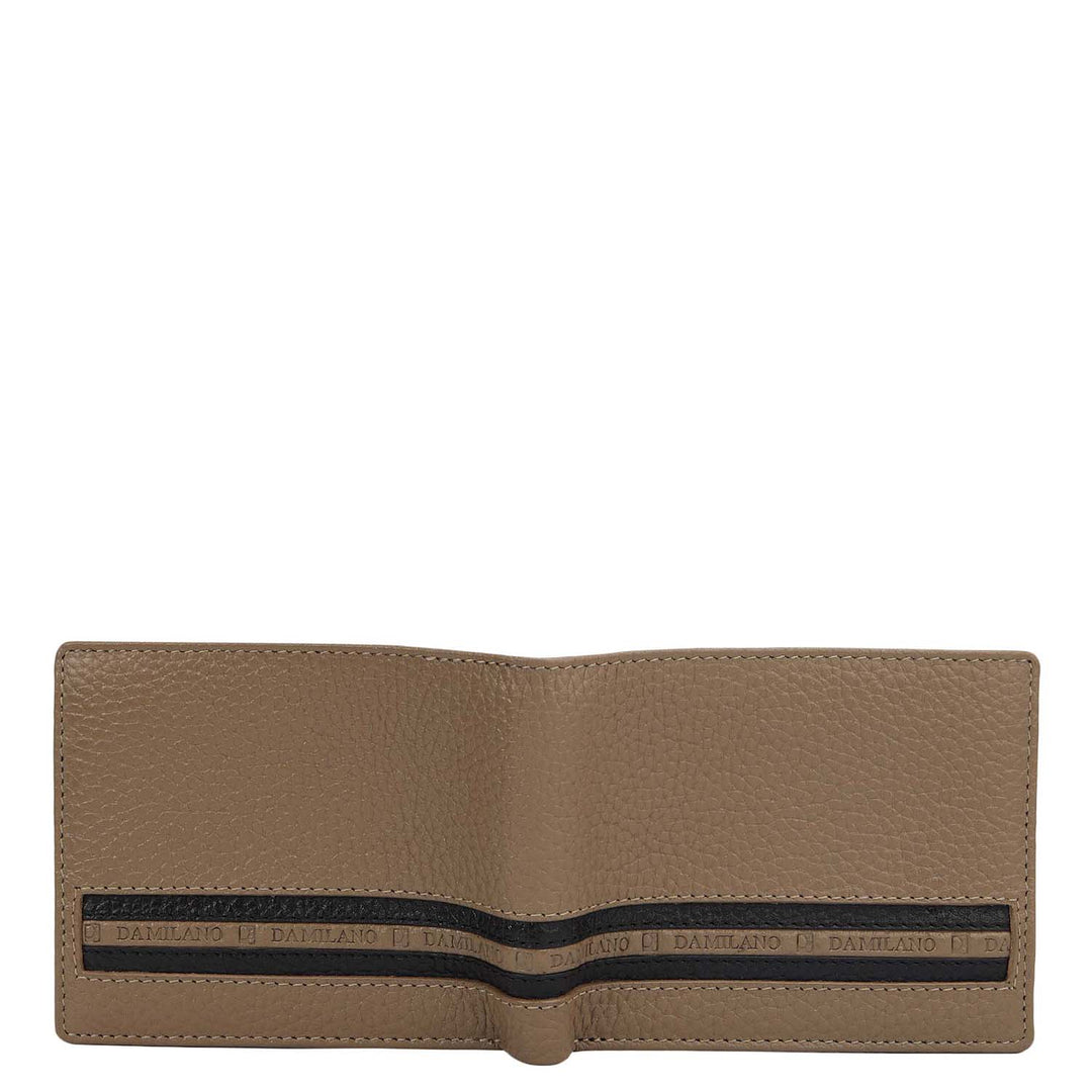 Greyish Taupe Bifold Leather Mens Wallet