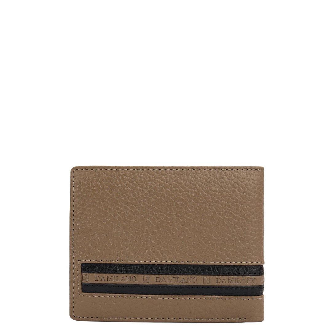 Greyish Taupe Bifold Leather Mens Wallet
