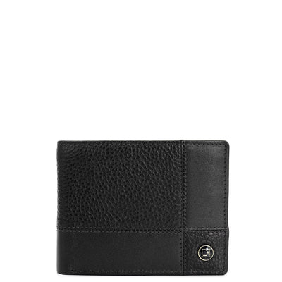 Wax Plain Leather Mens Wallet - Black