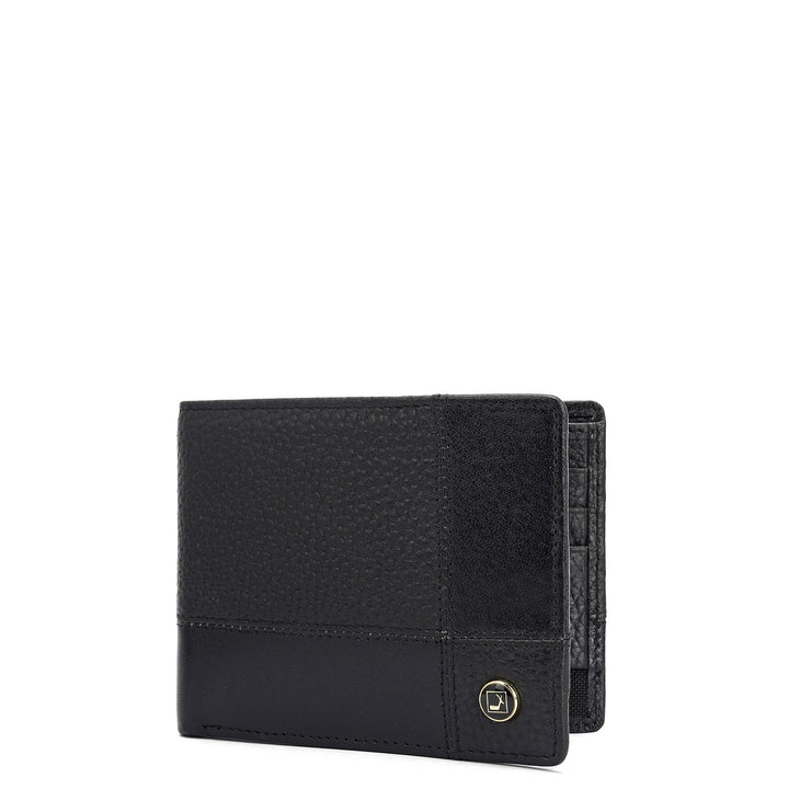 Wax Plain Leather Mens Wallet - Black