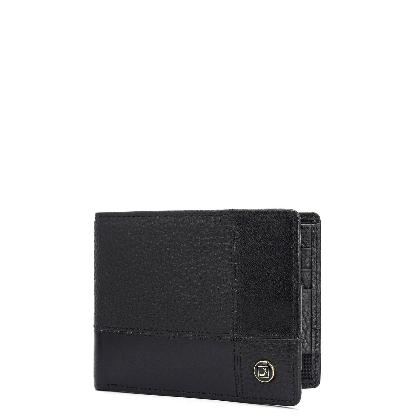 Wax Plain Leather Mens Wallet - Black