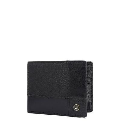 Wax Plain Leather Mens Wallet - Black