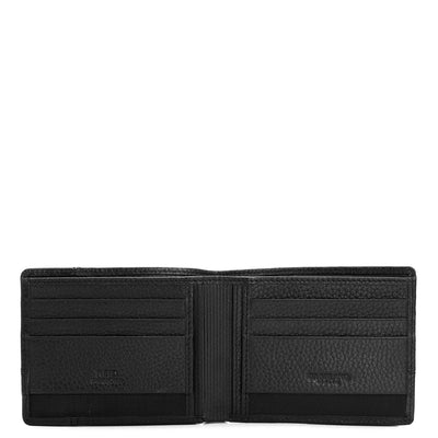 Wax Plain Leather Mens Wallet - Black