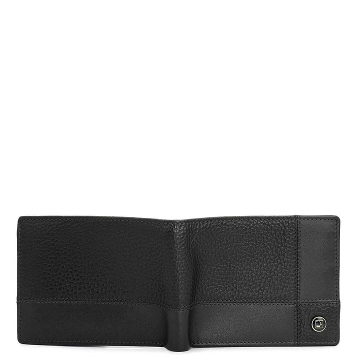 Wax Plain Leather Mens Wallet - Black
