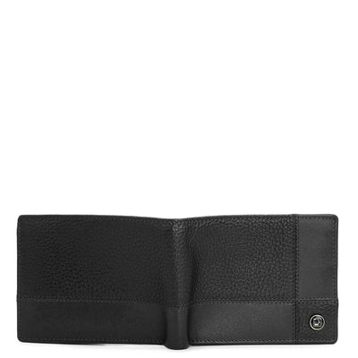 Wax Plain Leather Mens Wallet - Black