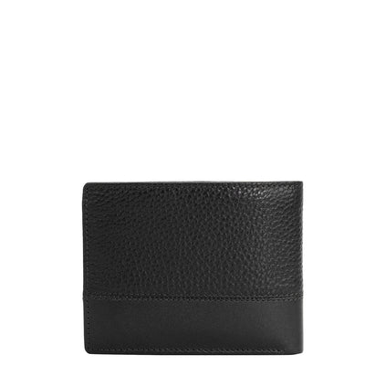 Wax Plain Leather Mens Wallet - Black