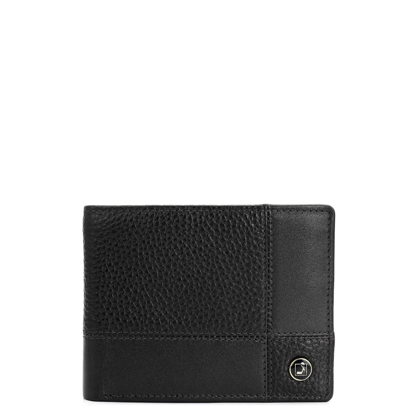 Wax Plain Leather Mens Wallet - Black