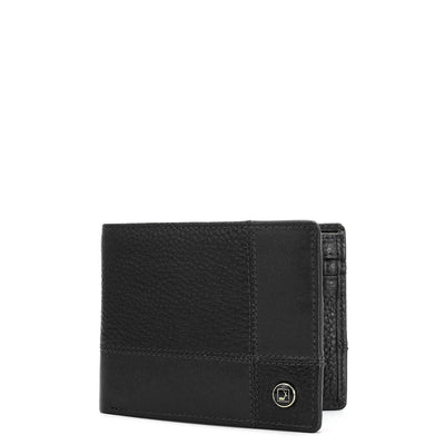 Wax Plain Leather Mens Wallet - Black