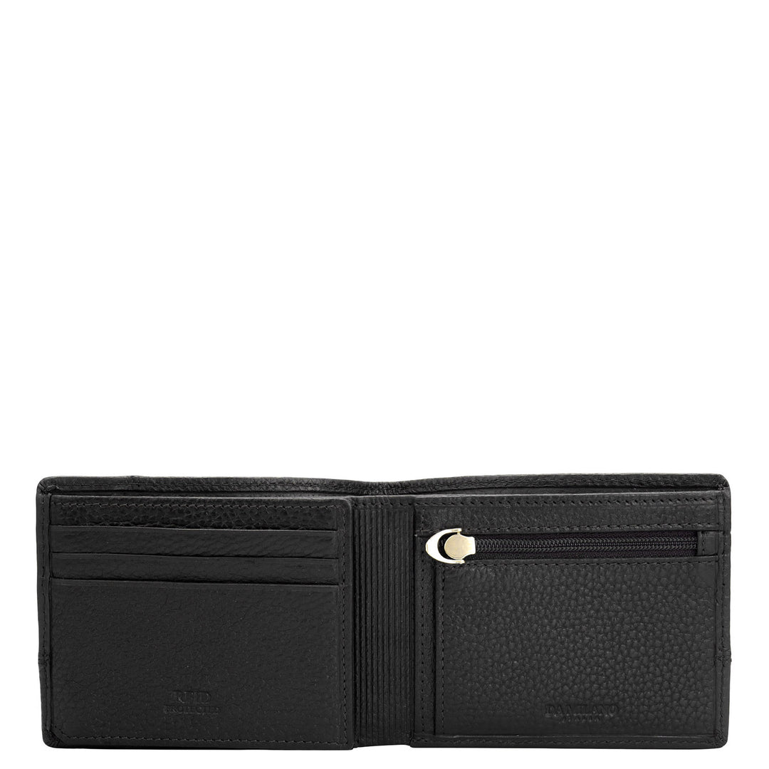 Wax Plain Leather Mens Wallet - Black