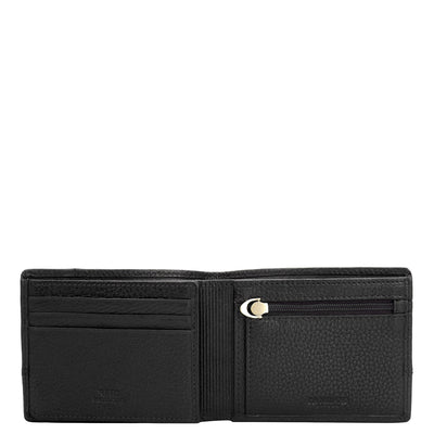 Wax Plain Leather Mens Wallet - Black