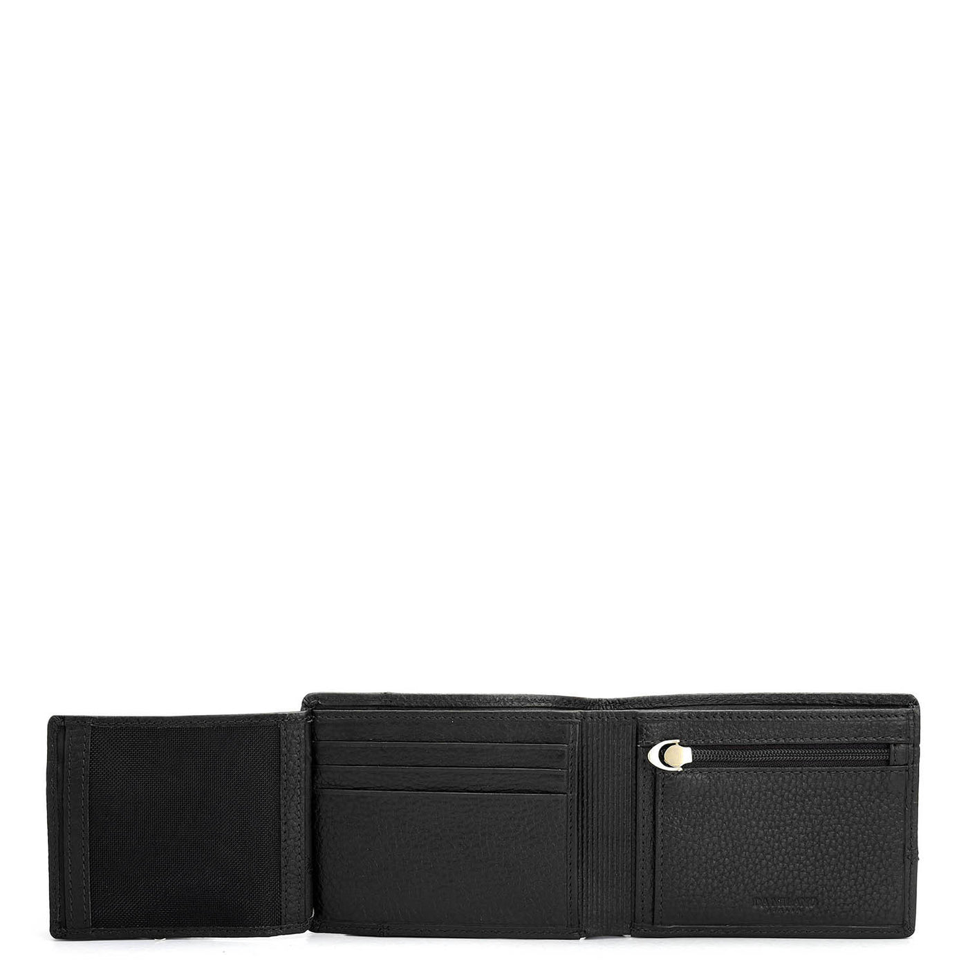 Wax Plain Leather Mens Wallet - Black