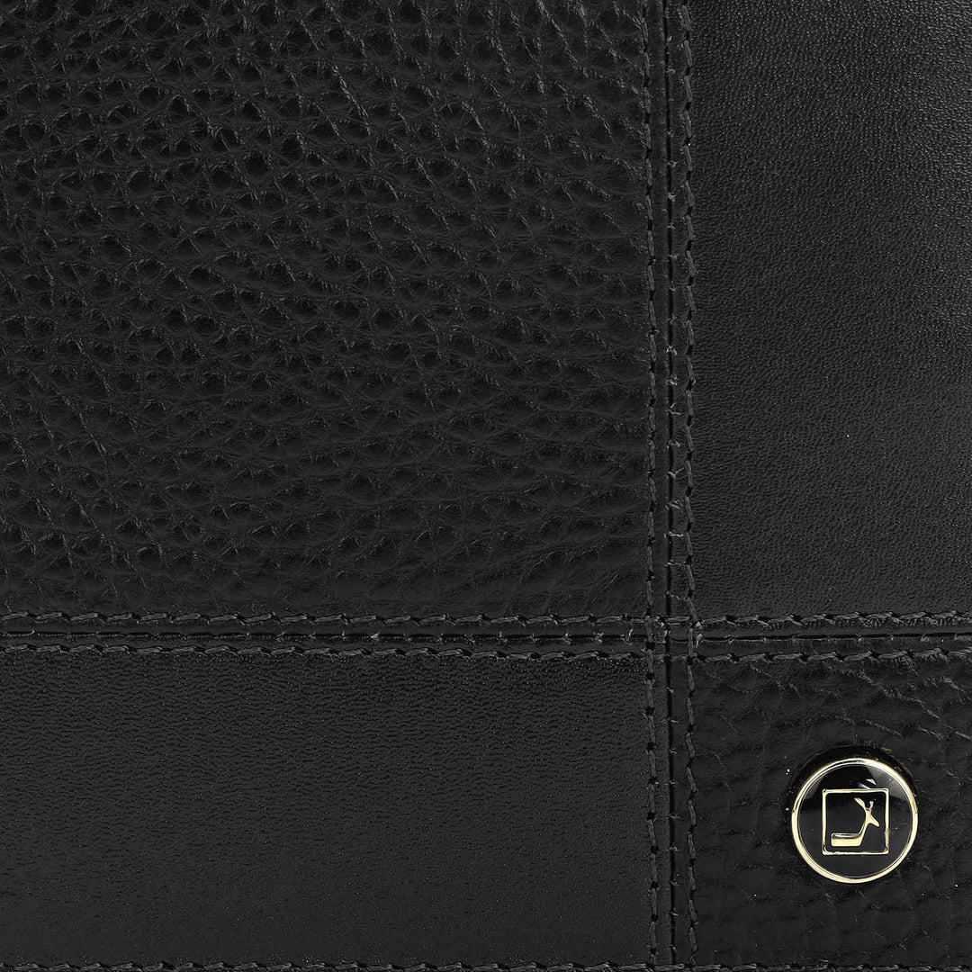 Wax Plain Leather Mens Wallet - Black