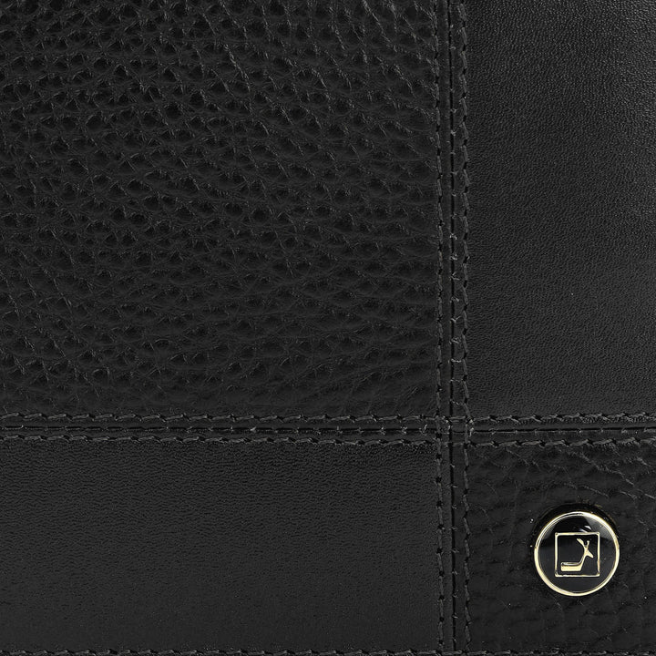 Wax Plain Leather Mens Wallet - Black